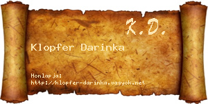 Klopfer Darinka névjegykártya